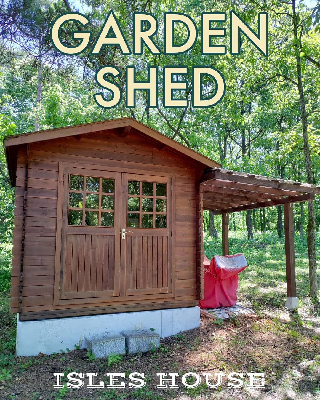 10年経過したログ小屋。大工さんと二人で作った記憶がよみがります。大切にしていただき感謝いたします。 オーナー様がセルフで横に屋根も付けました。こういったことが出来るのもアイルズハウスです！ #アイルズハウス施工例